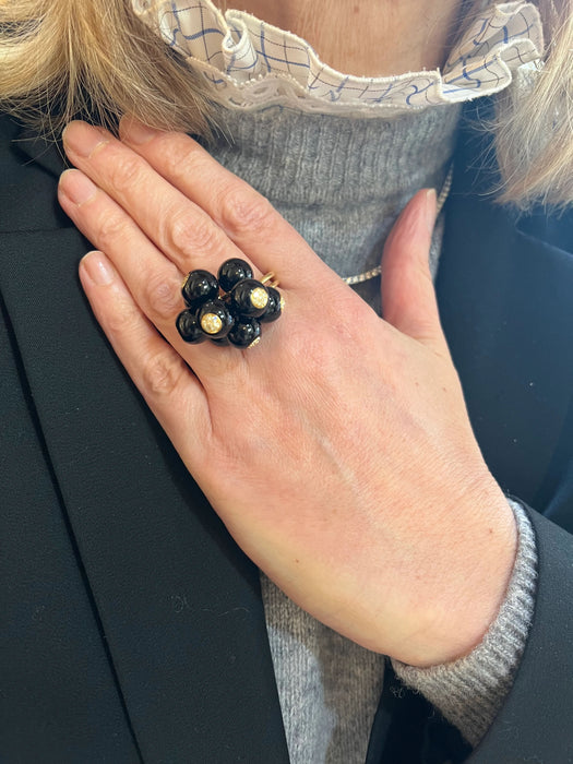 Bague Grelots onyx et diamants