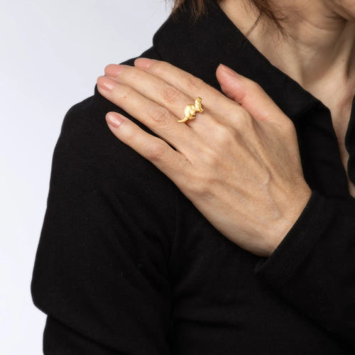 Bague Bague Loutre Vintage Or Jaune 14 carats Taille 6 Estate Fine Jewelry Créature Marine 58 Facettes G13198