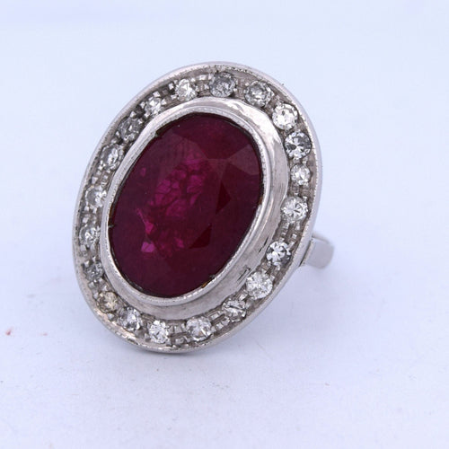 Bague 55 Bague Art Déco - or blanc, rubis, diamants 58 Facettes