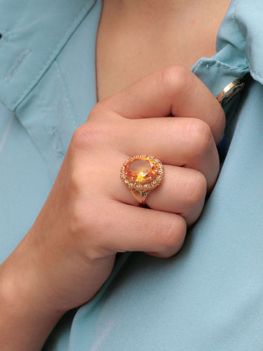 Bague 48 Bague cocktail citrine 5 carats 58 Facettes J380