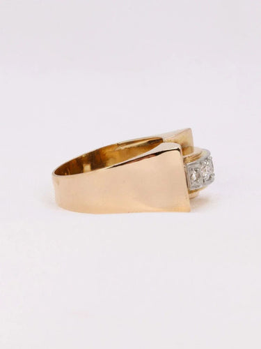 Bague 55.5 Bague tank or jaune platine diamants 58 Facettes J378