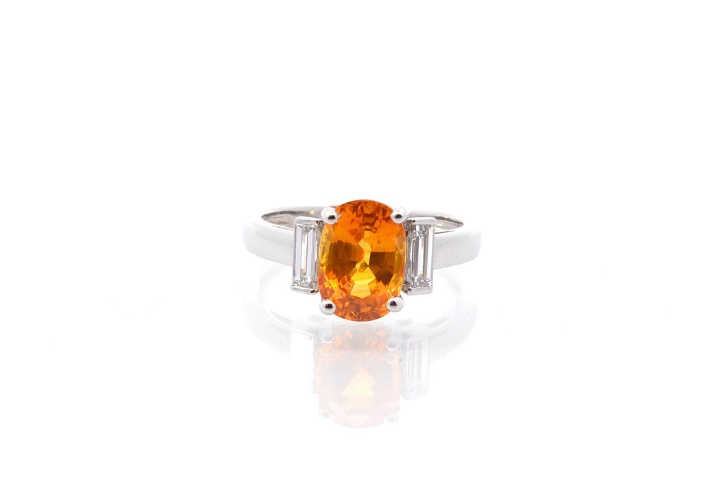 Bague 53 Bague or jaune saphir 3,27 cts et diamants 58 Facettes 25749 24556a