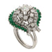 Ring 11.5 White gold ring with diamonds and emeralds 58 Facettes G3495