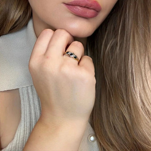 Bague 53 Bague or jaune saphirs et diamants 58 Facettes 72-GS38396-3