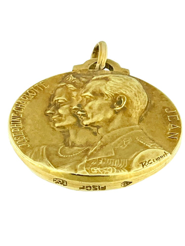 Pendentif Médaille or jaune de René Cliquet Grands-Ducs et Grandes-Duchesses de Luxembourg 58 Facettes