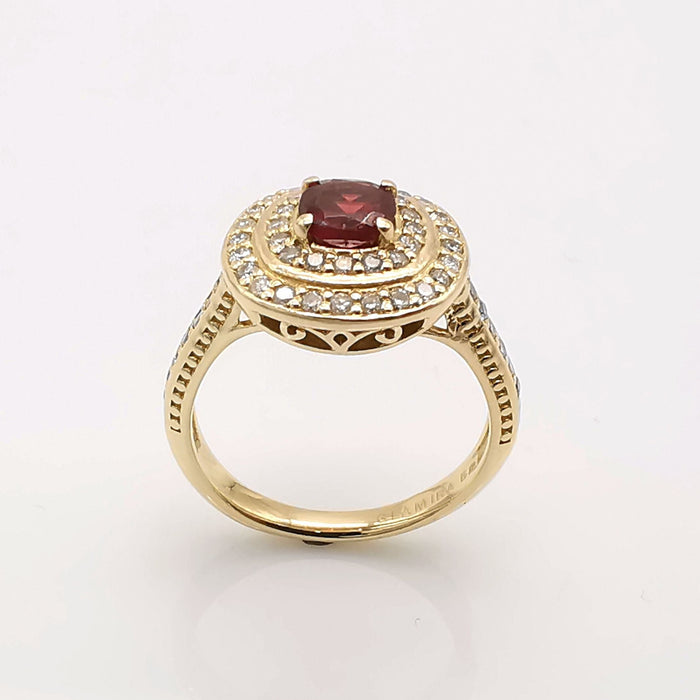 Bague 52 Bague or jaune rubis & diamants 58 Facettes