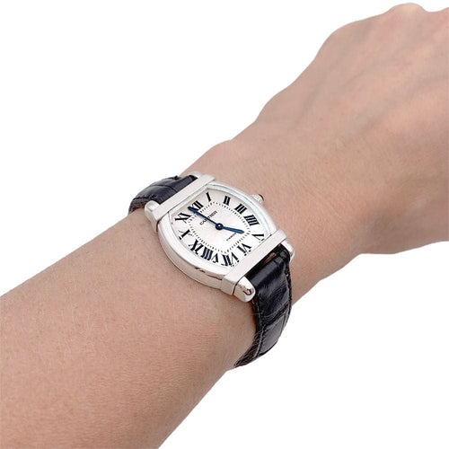 Montre Montre Cartier, "Tortue Chinoise", platine, or blanc, cuir. 58 Facettes 32591