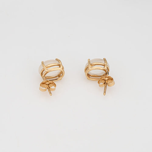 Boucles d'oreilles à tige vintage en or jaune et pierre de lune