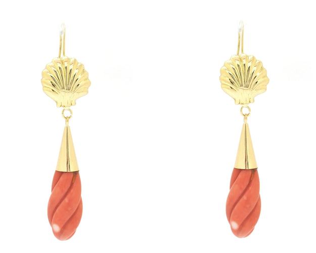 Boucles d'oreilles Boucles d'oreilles en or jaune avec corail momo 58 Facettes
