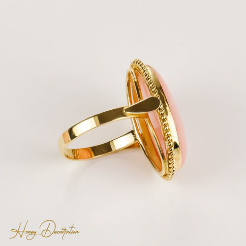 Bague 61 Bague corail, une beauté naturelle en or jaune 58 Facettes 2513
