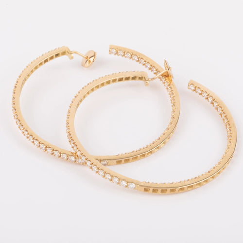 Boucles d'oreilles Créoles en diamants sur or jaune 58 Facettes 1