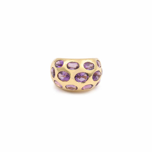 Bague Jonc Améthystes Or Jaune 18 Carats