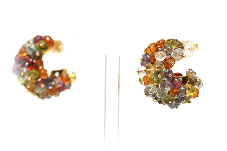 Boucles d'oreilles Boucles d'oreilles contemporaines or jaune et pierres multiples 58 Facettes 22750