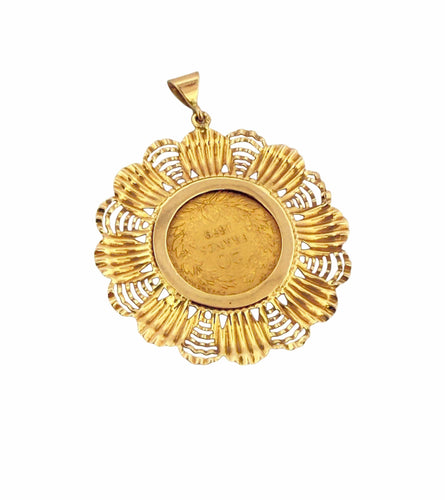 Pendentif Pendentif vintage or 18 carats et pièce de 20 Francs Napoléon 58 Facettes