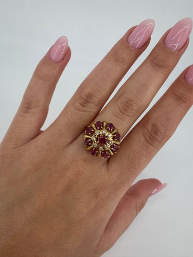 Bague 55 Bague - Or jaune, saphirs rose et diamants 58 Facettes 1214