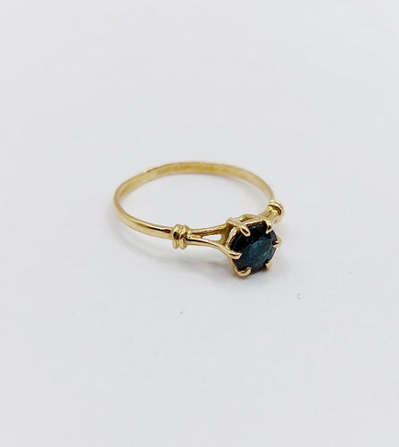 Bague 51 Bague - Solitaire vintage en or 18k et saphir naturel 0,50 carat 58 Facettes A06640