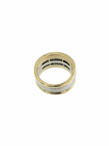 Bague 55.5 Bague en or jaune et blanc diamants certifiée HRD 58 Facettes