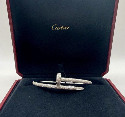Bracelet Jonc CARTIER "Juste un clou" modèle classique, semi pavé 58 Facettes