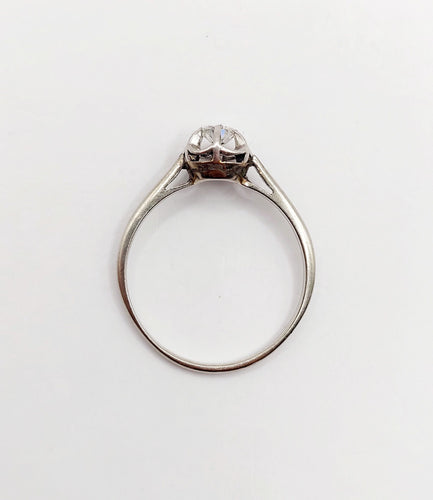 Bague 53 Bague solitaire art deco or blanc 18k diamant 0,22 carat (circa 1930) 58 Facettes A06143