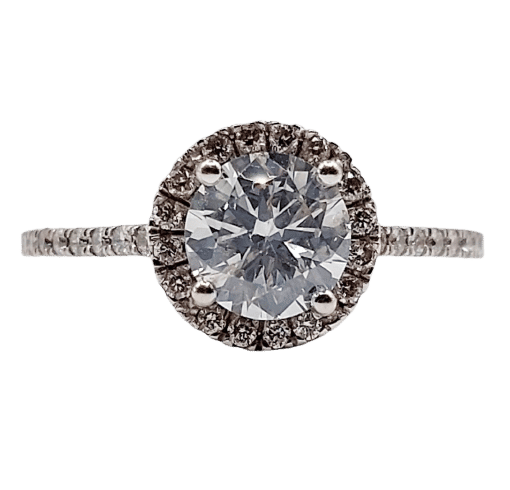 Bague solitaire or blanc, diamant 0,98 carat et certifcat AIG 58 Facettes A06225