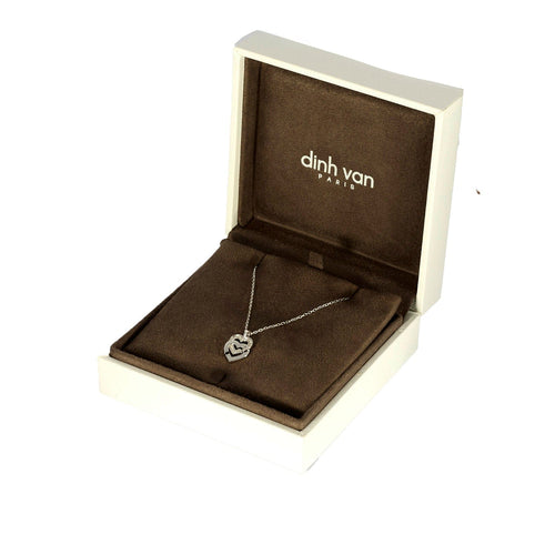 Pendentif DINH VAN - Double Coeurs - pendentif or blanc et diamants 58 Facettes 250010