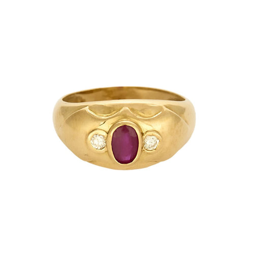 Bague 54 Bague jonc en or jaune, rubis et diamants 58 Facettes AUX1333X2