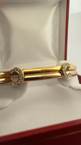 Bracelet jonc double C 2 ors et diamants