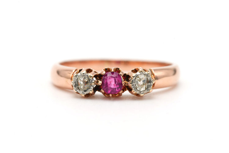 Bague 54 Bague Art Nouveau - Bague en or jaune 18 carats et saphir rose, diamants 58 Facettes 23295