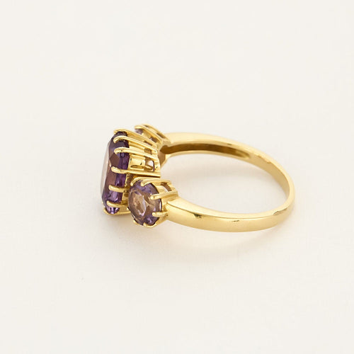 Bague 55,5 Bague en or jaune et améthystes 58 Facettes ALE4646