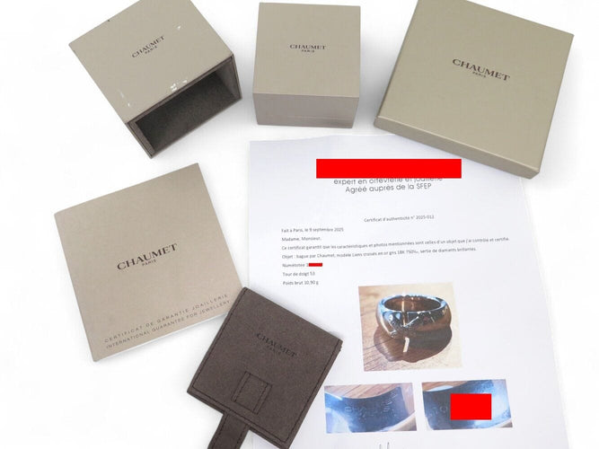 Bague 53 bague CHAUMET liens croises 080044 t53 en or blanc 18k 11gr diamants 58 Facettes 267028