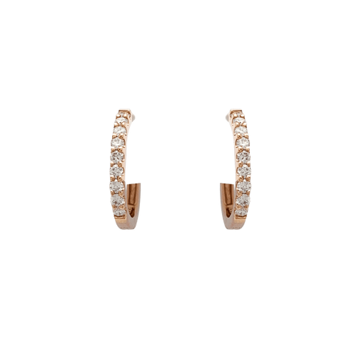 Paire de petites créoles en or rose, diamants. 58 Facettes 34289