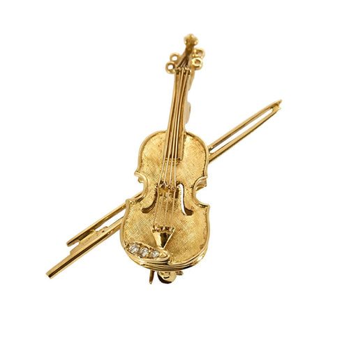 Broche Broche or jaune à motif de violon 58 Facettes PL09