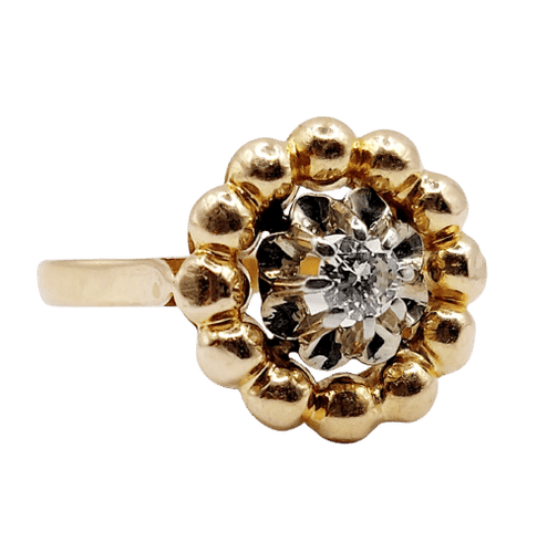 Bague 50.5 Bague fleur Art Déco or rose et diamant 58 Facettes A06258