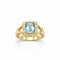 Bague 57 Bague en or jaune avec aigue-marine naturelle et diamants 58 Facettes 50381