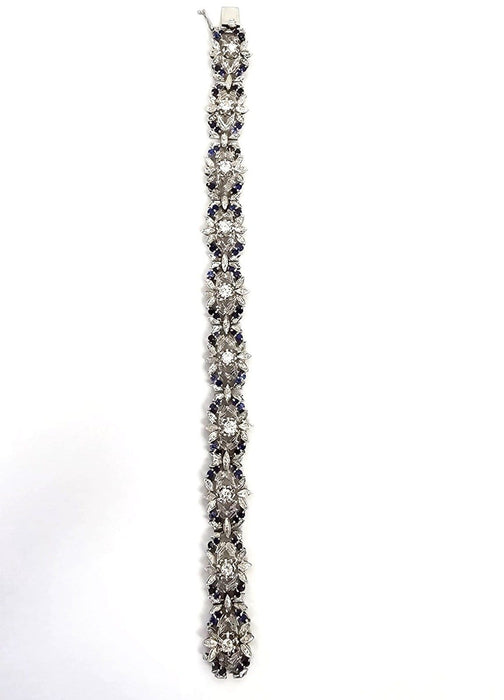 Bracelet Bracelet années 1950 en or blanc avec saphirs et diamants 58 Facettes