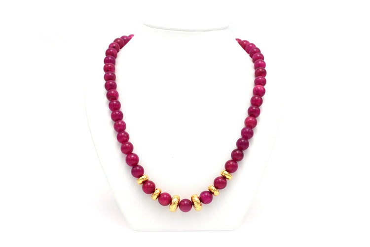Collier Collier en or jaune et perles de rubis 58 Facettes 21208