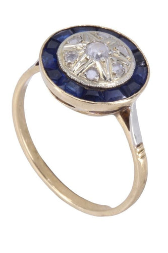 Bague 56 BAGUE ART DÉCO SAPHIRS BLEUS ET BLANCS 58 Facettes 087311