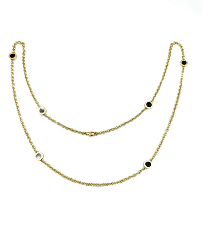 Collier BVLGARI. Sautoir "BVLGARI-BVLGARI" or jaune et onyx 58 Facettes