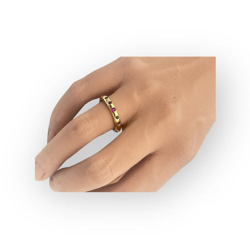 Bague 56 Bague anneau or jaune, rubis 58 Facettes 149061851