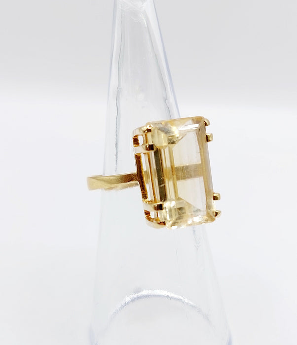 Bague cocktail or rose 18k ornée d'une citrine de 6.65 carats art deco