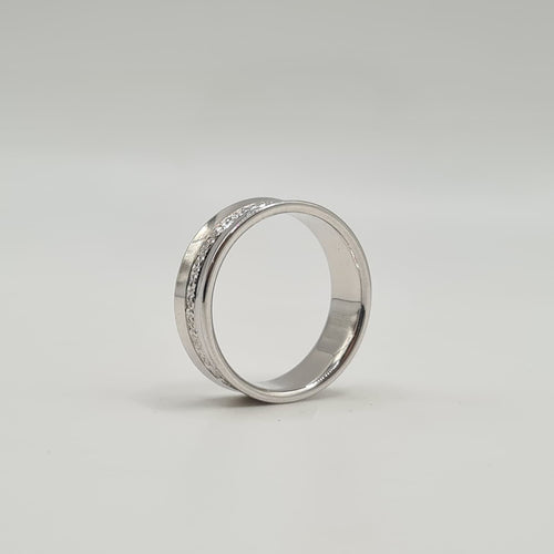 Bague 55 Alliance or blanc 18 carats 58 Facettes