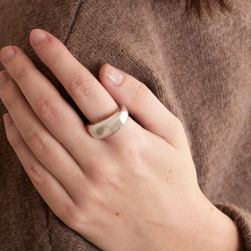 Bague 56 BAGUE JONC BOMBE OR GRIS 58 Facettes