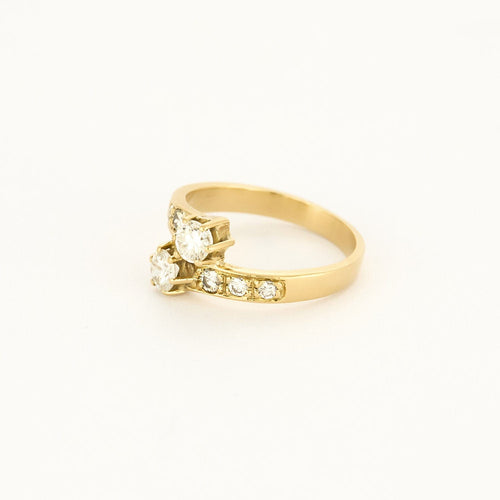 Bague 53 Bague "Toi et moi" en or jaune et diamants 58 Facettes LOR35262