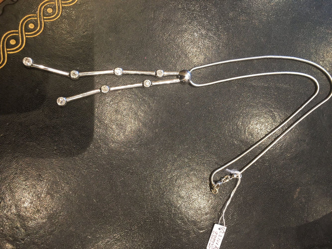 Collier Style Négligé or blanc, diamants 58 Facettes