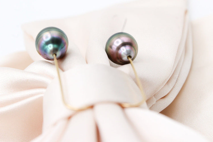 Boucles d'oreilles Boucles d'oreilles or jaune et perles de Tahiti 58 Facettes 250193