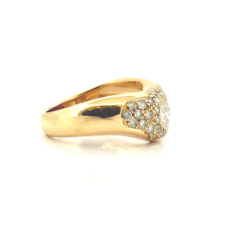 Bague 56 Bague ondulée or jaune et diamants 58 Facettes