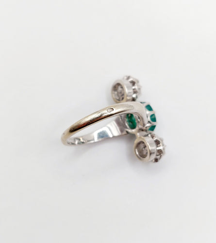 Bague 50 Bague marquise art deco or blanc 18k émeraude et diamants 58 Facettes A06115