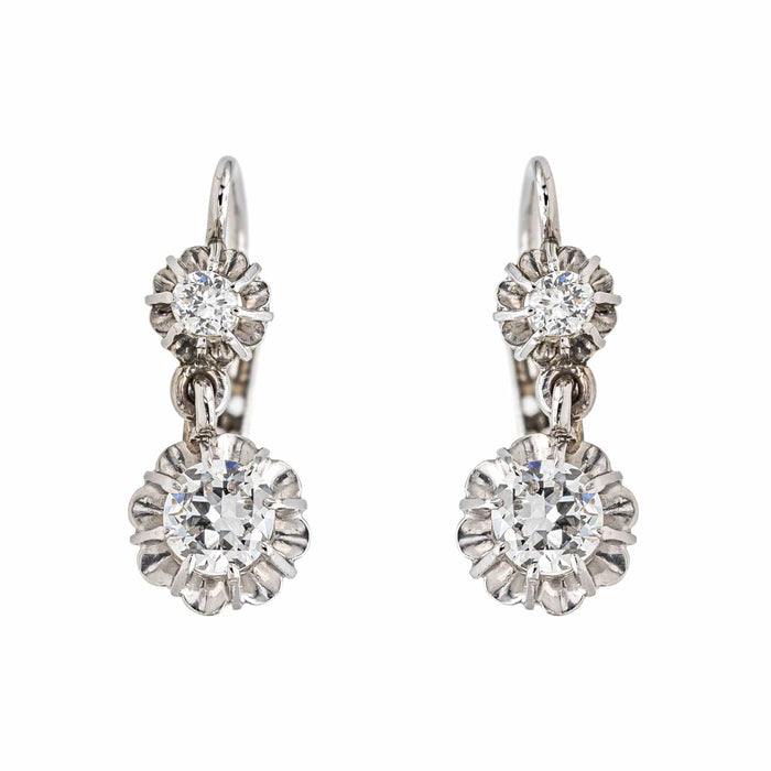 Boucles d'oreilles Boucles d'oreilles Dormeuses Or blanc Diamant 58 Facettes 3575736CN