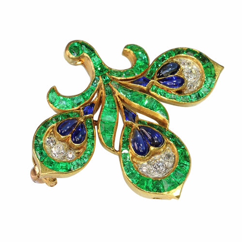 Broche Fleur de lys : broche ancienne française à l'essence verte intense 58 Facettes 23167-0365
