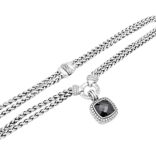 Collier Collier David Yurman, "Grand Albion", argent, hématite, diamants. 58 Facettes 34588